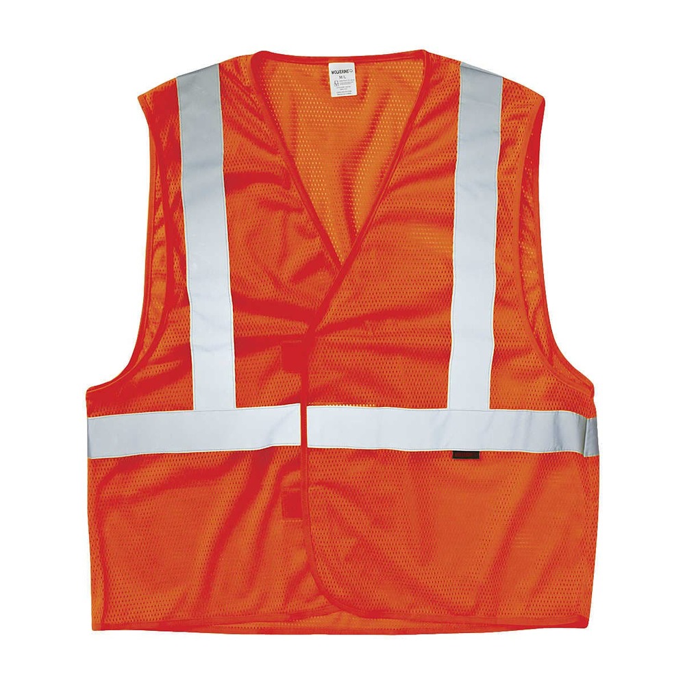 Wolverine Mens Vest Size M/L Orange Gray Packable Reflective Taping Work Outdoor